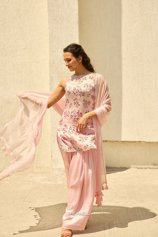 Rosie Pink Satin Silk Kurta Set