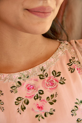 Rosie Pink Satin Silk Kurta Set