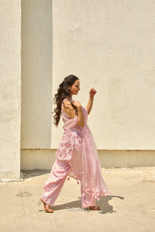 Rosie Pink Satin Silk Kurta Set