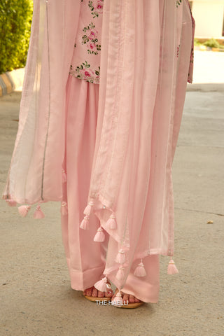 Rosie Pink Satin Silk Kurta Set