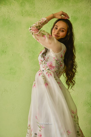 Bela White Organza Kurta Set