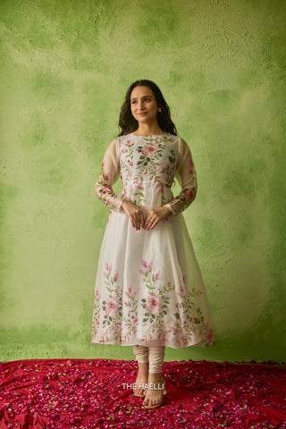 Bela White Organza Kurta Set