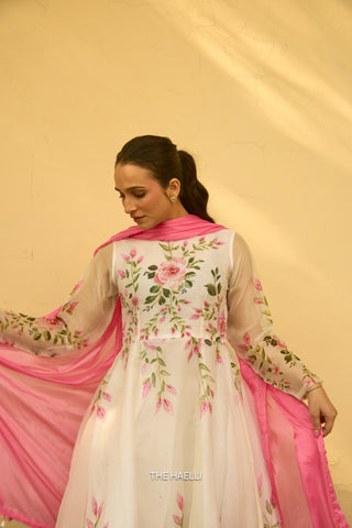 Bela White Organza Kurta Set