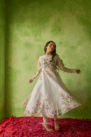 Bela White Organza Kurta Set