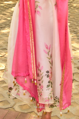 Bela White Organza Kurta Set