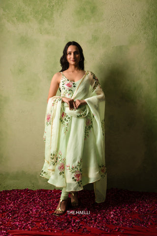 Gulaab Mint Organza Silk Kurta Set
