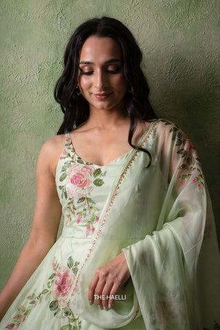 Gulaab Mint Organza Silk Kurta Set
