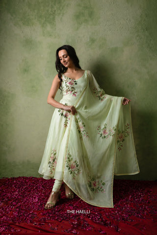 Gulaab Mint Organza Silk Kurta Set