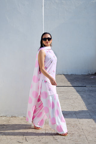 Dot Drama Pink Cotton Kurta Set
