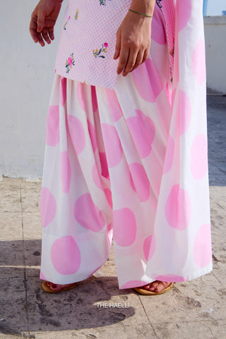 Dot Drama Pink Cotton Kurta Set