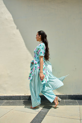 Half Moon Blue Cotton Kurta Set