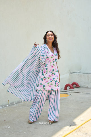 Half Moon Pink Cotton Kurta Set