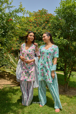 Half Moon Pink Cotton Kurta Set