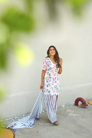 Half Moon Pink Cotton Kurta Set