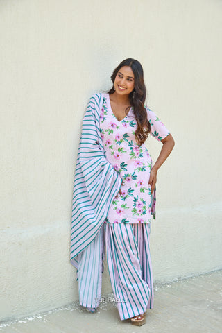 Half Moon Pink Cotton Kurta Set