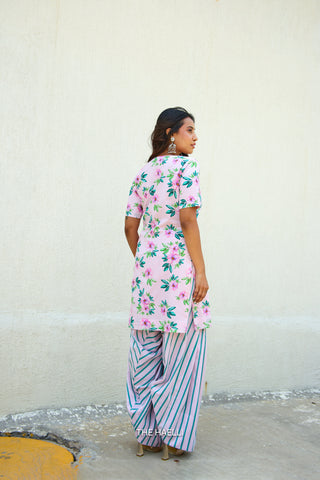 Half Moon Pink Cotton Kurta Set