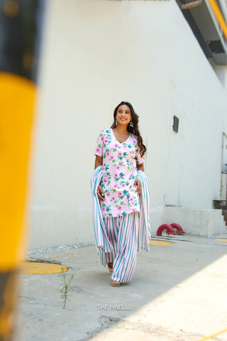Half Moon Pink Cotton Kurta Set