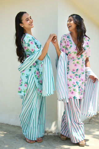 Half Moon Pink Cotton Kurta Set