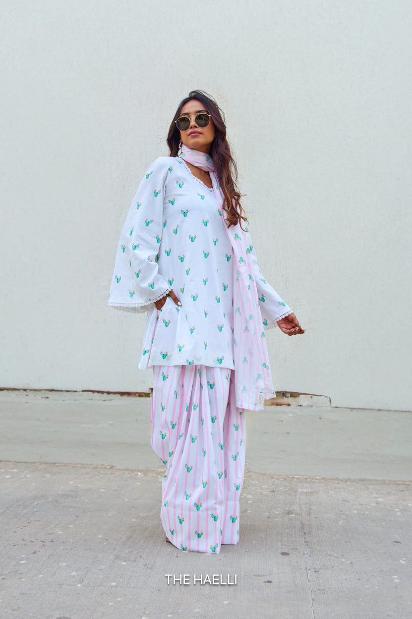 Cactus Kiss Pink Cotton Kurta Set