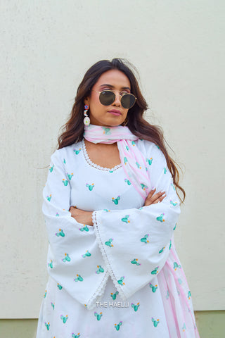 Cactus Kiss Pink Cotton Kurta Set