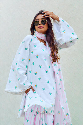 Cactus Kiss Pink Cotton Kurta Set