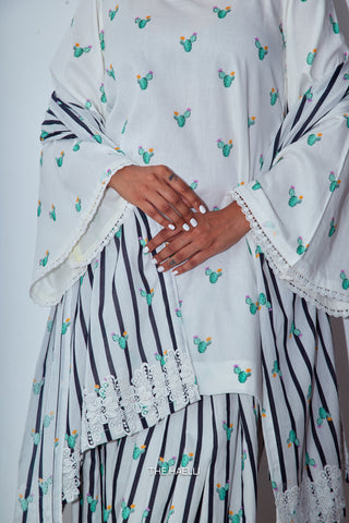 Cactus Kiss Black Cotton Kurta Set