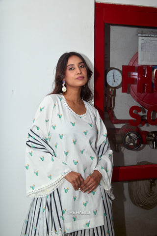 Cactus Kiss Black Cotton Kurta Set