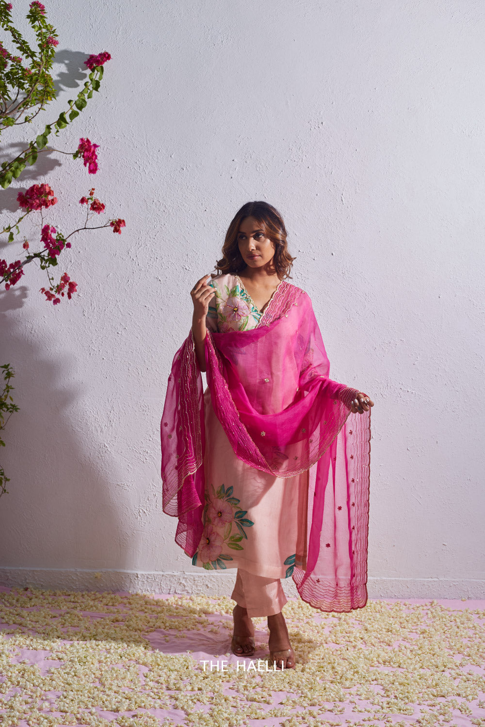 Morni Magenta Organza Silk Dupatta