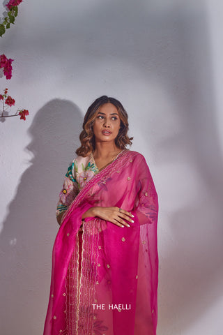 Morni Magenta Organza Silk Dupatta