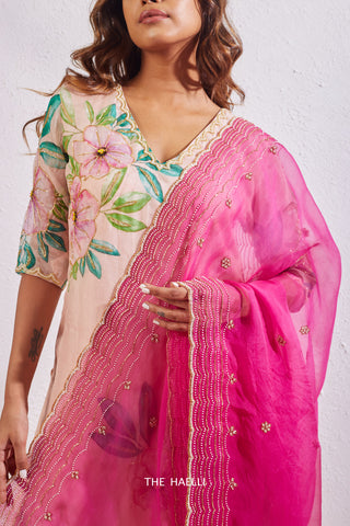 Morni Magenta Organza Silk Dupatta