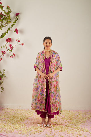 Naaz Pink Organza Silk Dupatta