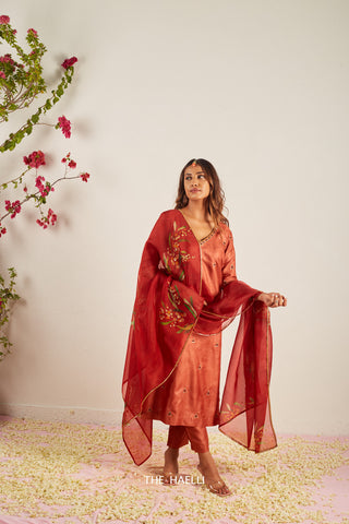 Sufi Maroon Organza Silk Dupatta