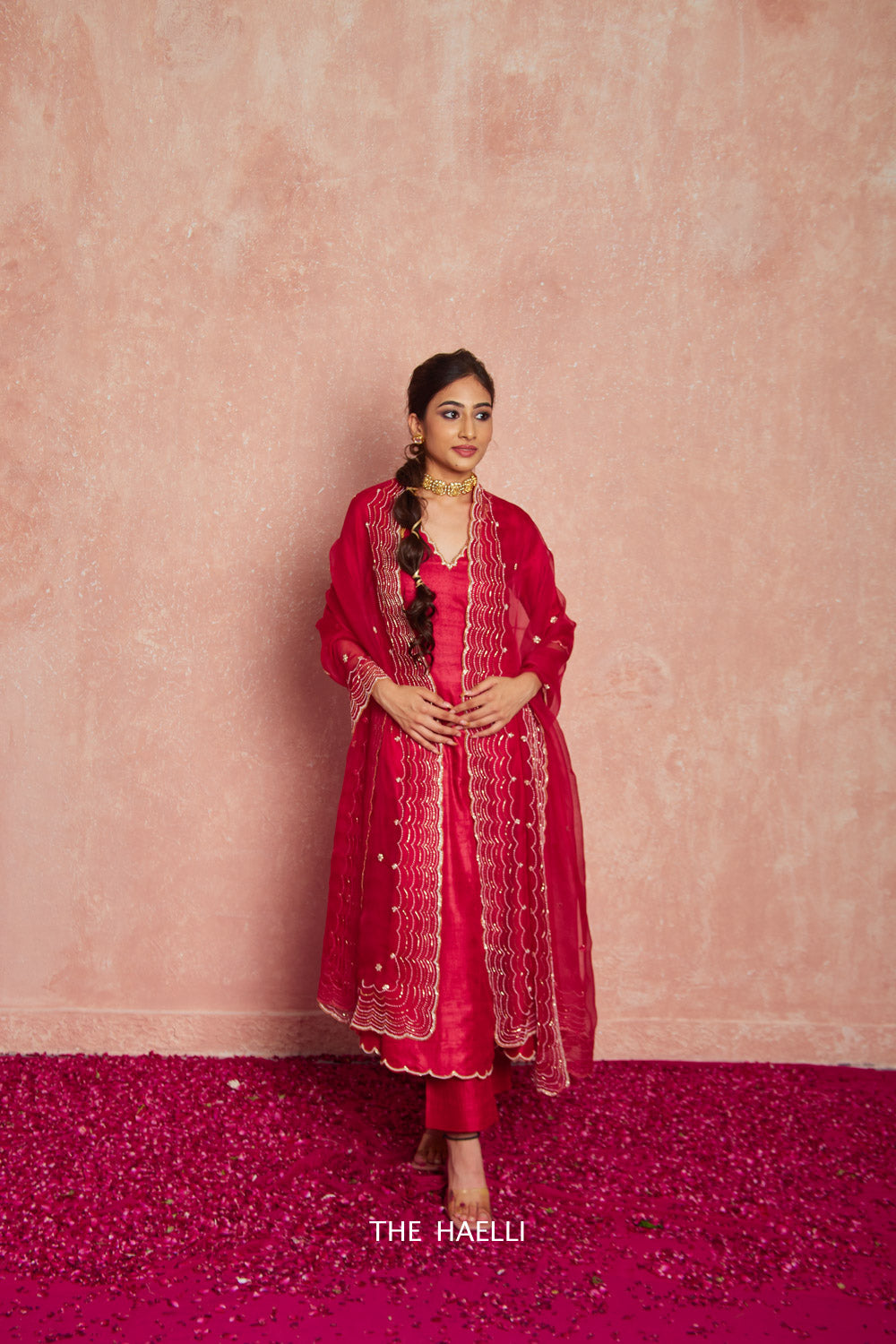 Morrn Red Morni Red Organza Silk Dupatta – The Haelli