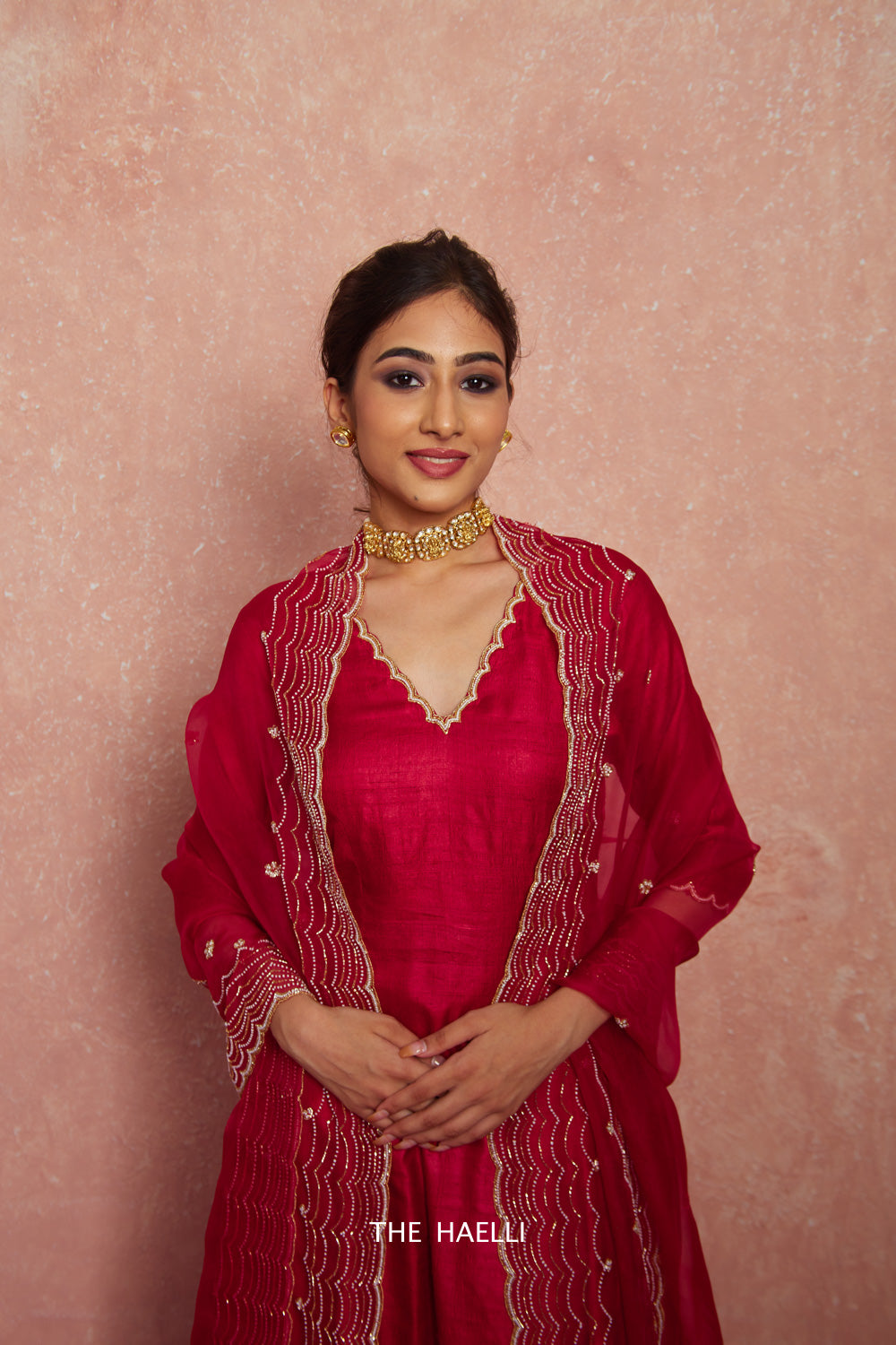 Morrn Red Morni Red Organza Silk Dupatta – The Haelli