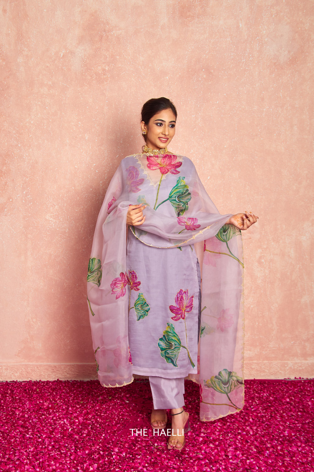 Lotus Lavender Organza Silk Dupatta