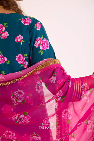 Raavi Magenta Chiffon Dupatta