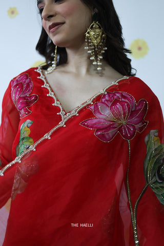 Kamal Red Organza Silk Dupatta