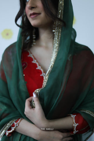 Kinari Green Organza Silk Dupatta