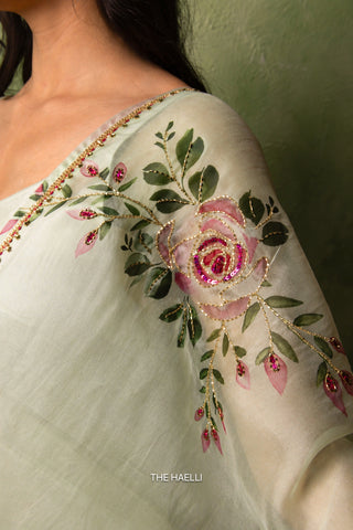 Gulaab Mint Organza Dupatta