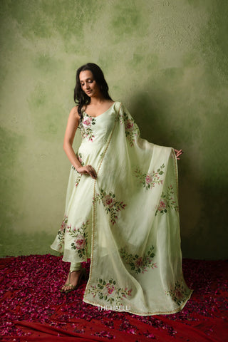 Gulaab Mint Organza Dupatta
