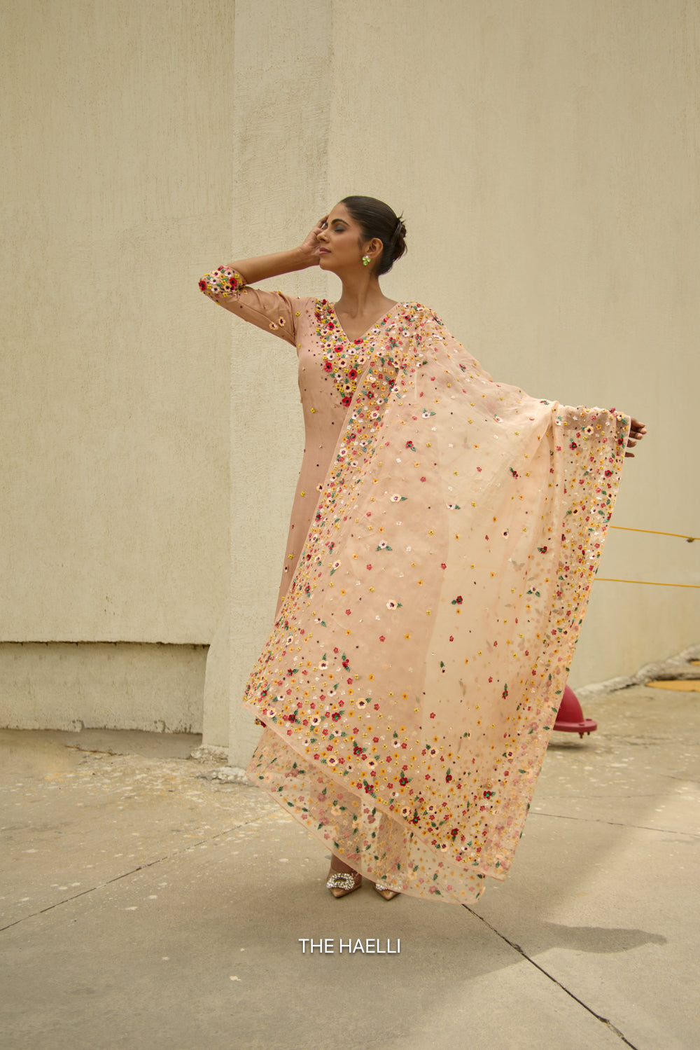 Lily Beige Organza Silk Dupatta