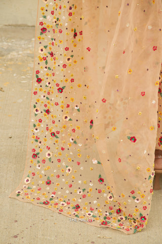 Lily Beige Organza Silk Dupatta