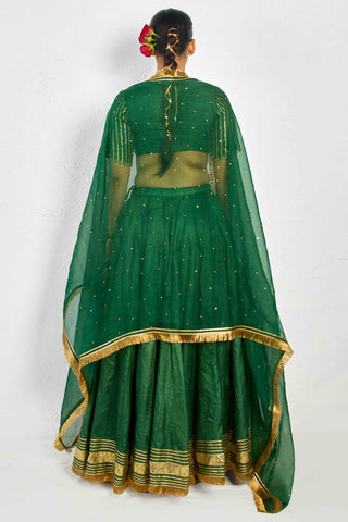 Phulera Green Organza Silk Dupatta
