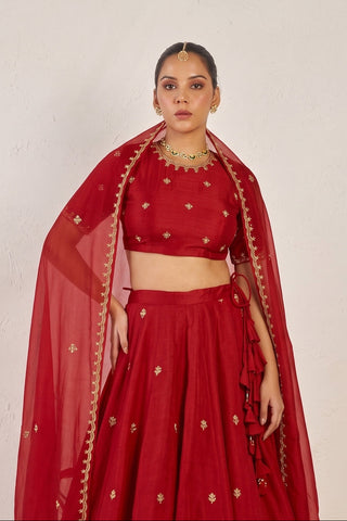 Kavi Red Chanderi Mul Dupatta