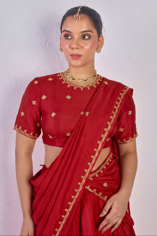 Kavi Red Chanderi Mul Dupatta