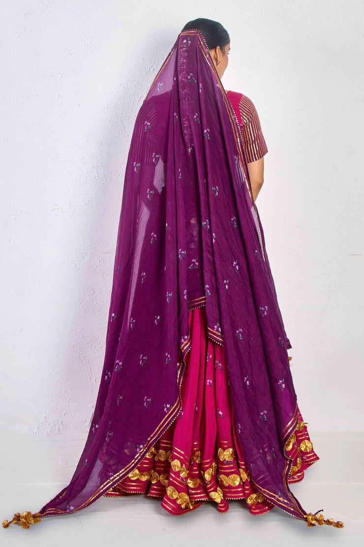 Neera Purple Chanderi Mul Dupatta