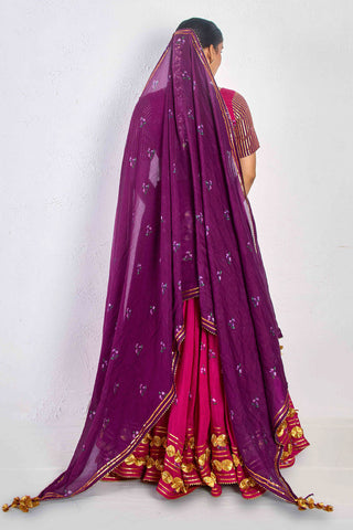Neera Purple Chanderi Mul Dupatta