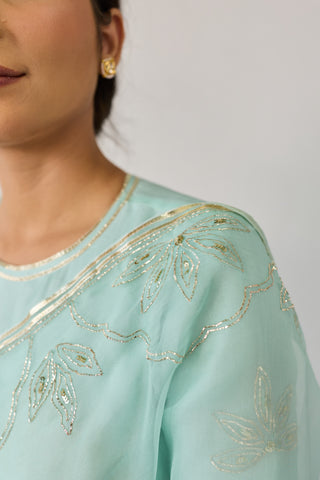 Jalpari Mint Organza Silk Duapatta