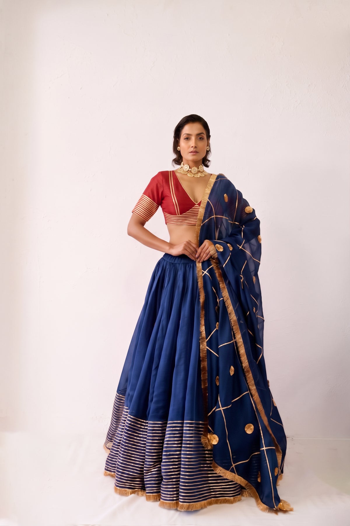 Meera Blue Mul Chanderi Dupatta