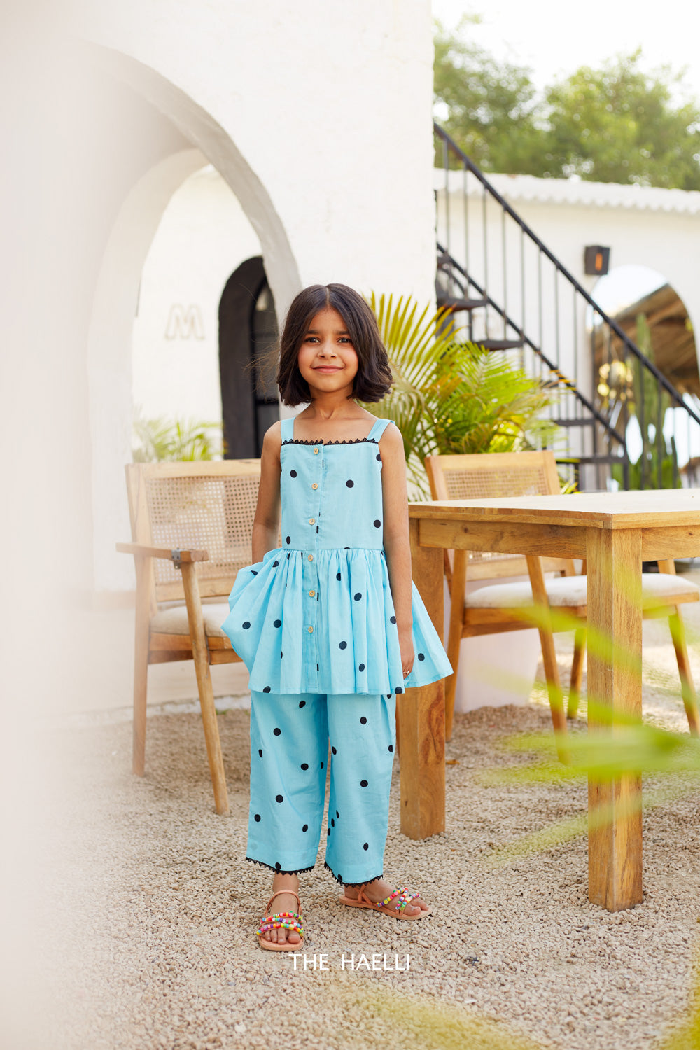 Polka Blue Kids Co-ord Set